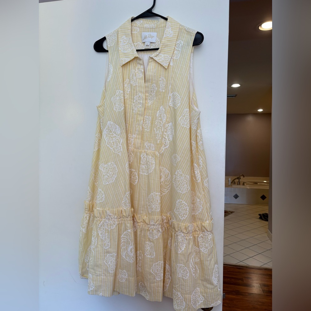 Lilly Pulitzer Yellow and White Striped sea shell dress